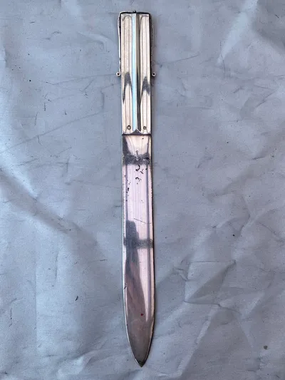 Dansk papirkniv med greb af 3 tårnet sølv - sølvsmed: Hans Jensen & Co 1899-1937