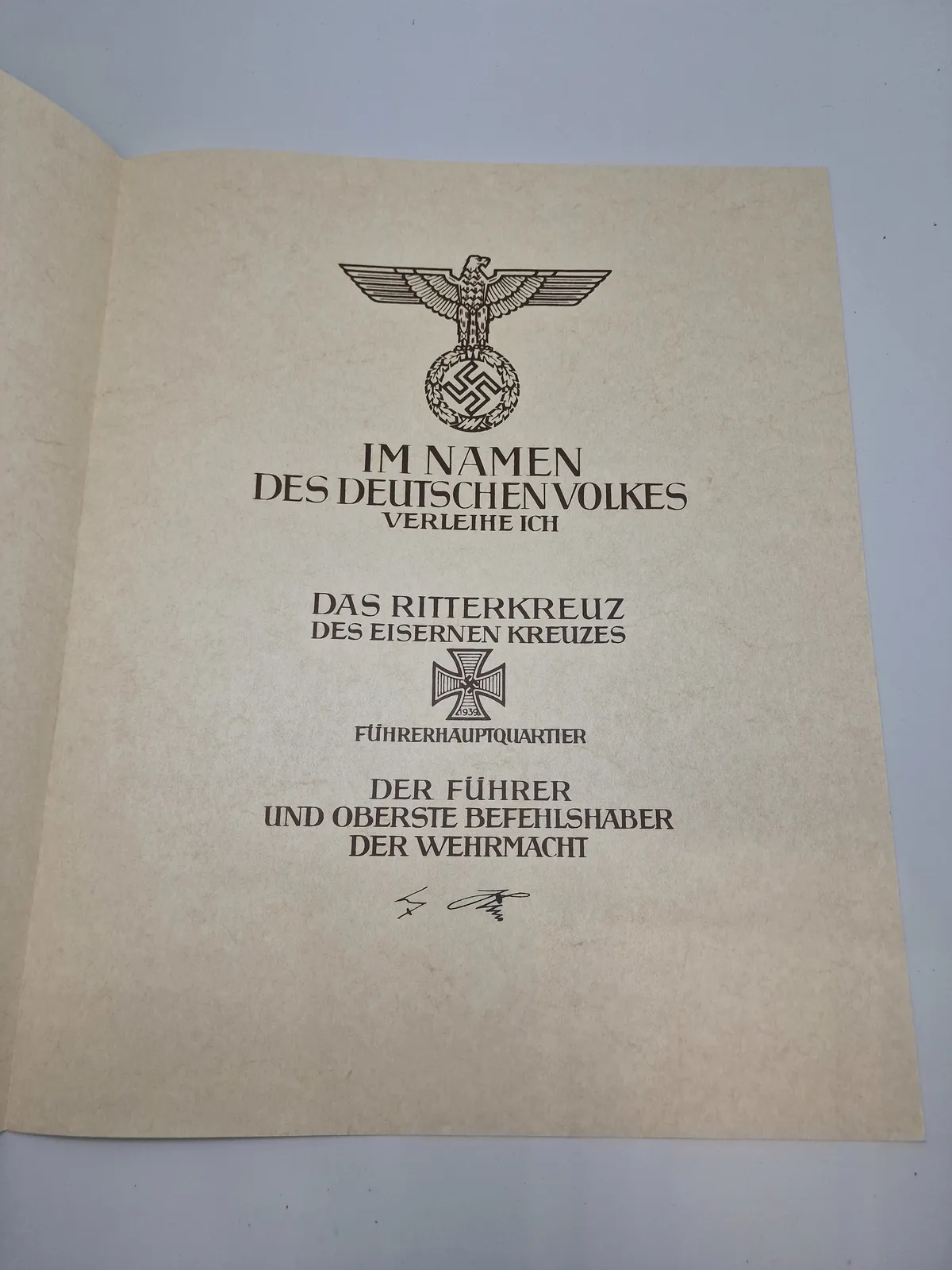 Tysk ritterkreuz urkunde - Postwar