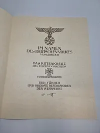 Tysk ritterkreuz urkunde - Postwar