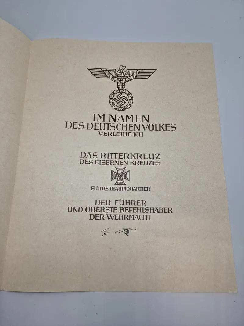 Tysk ritterkreuz urkunde - Postwar