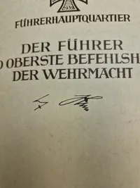 Tysk ritterkreuz urkunde - Postwar