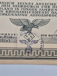 Originalt flak urkunde - ww2 Hitler Jugend