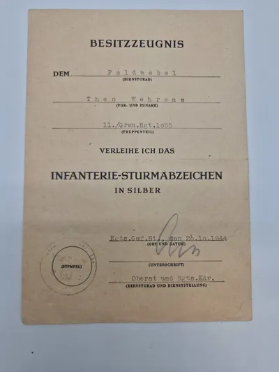 Originalt urkunde for ISA