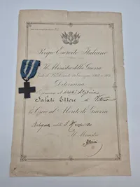 Originalt Italian Cross for War Merit med papirer