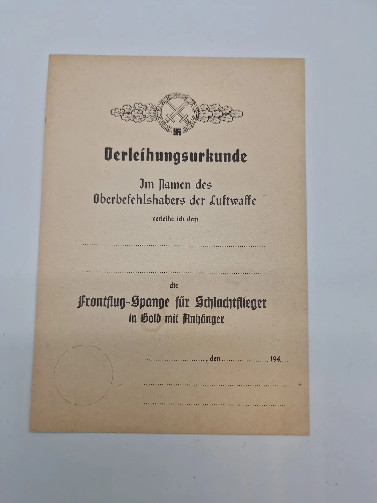 tysk urkunde - ubrugt - Postwar