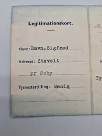 Originalt id kort fra den danske modstandsbevægelse - bemærk han har været bevæbnet med karabin 98