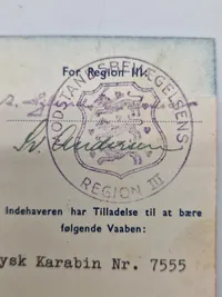 Originalt id kort fra den danske modstandsbevægelse - bemærk han har været bevæbnet med karabin 98