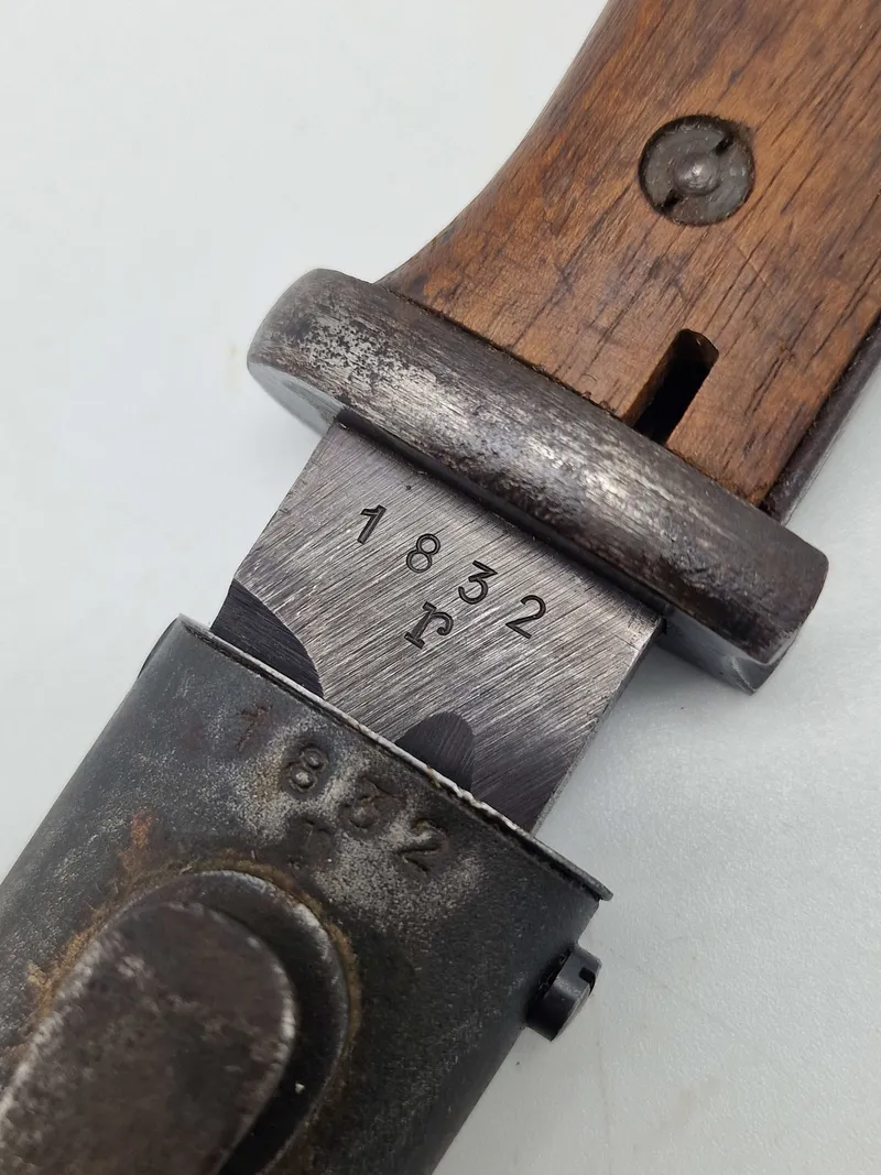 Original tysk K98 bajonet nummerens, mint blad
