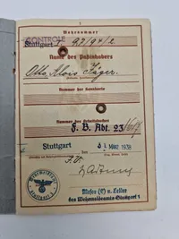 Originalt wehrpas og urkunde for sårettegn - ww2