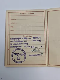 Originalt tysk wehrpas m. papir