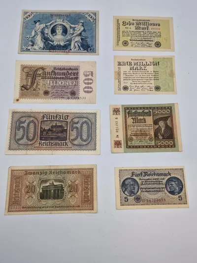 Lot diverse originale sedler mm.
