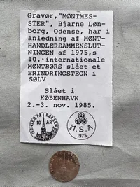 Jubilæums mønt af sterlingsølv - slået i kbh 1985