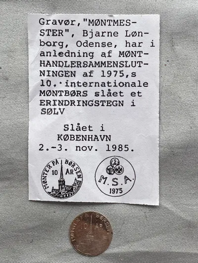 Jubilæums mønt af sterlingsølv - slået i kbh 1985
