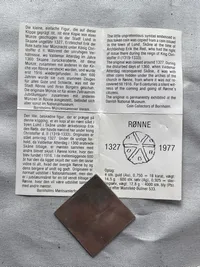 Rønne jubilæumsmønt 1327-1977 af Sterlingsølv (12,8 gram)
