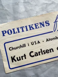 Original stor flyer/spiseseddel fra Politikken