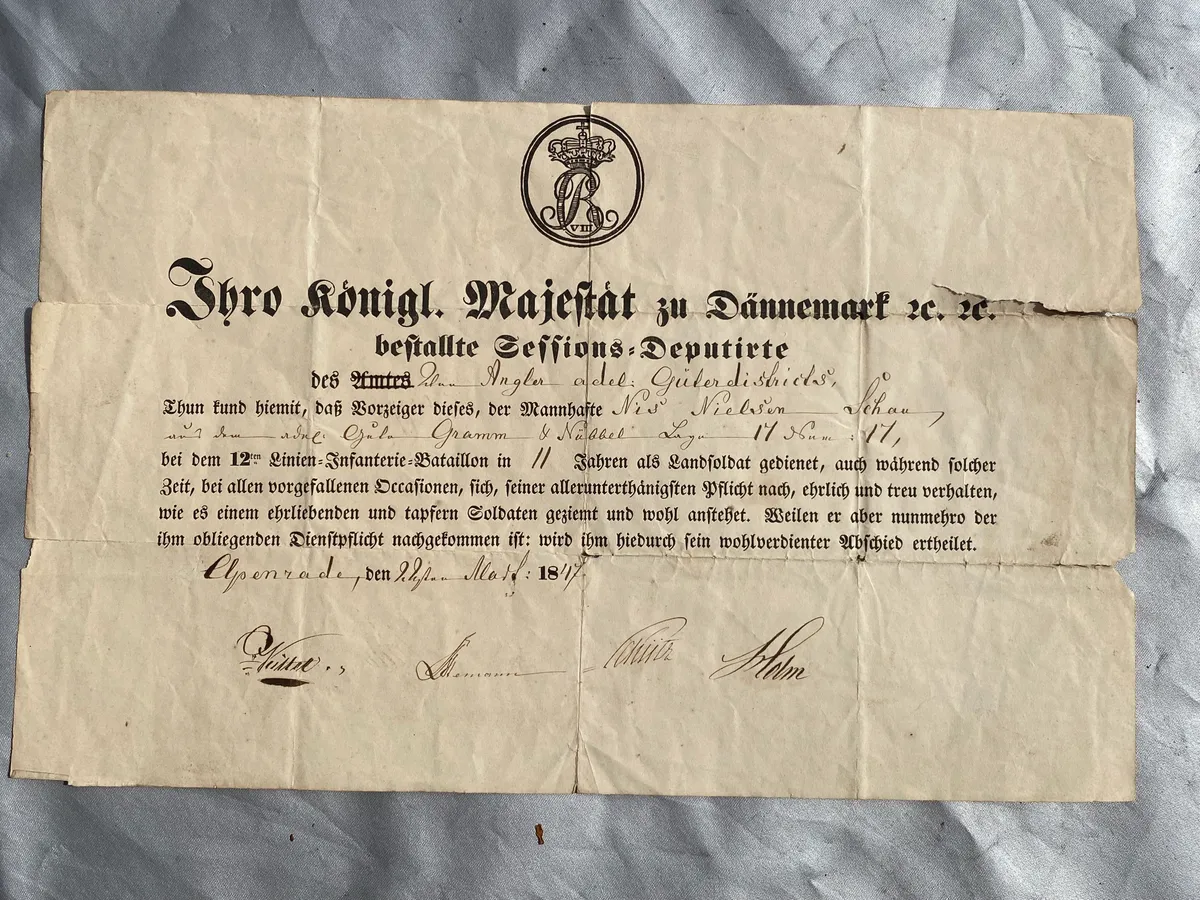 Militær indkaldelse seddel fra midt 1800 tallet - underskrevet i Aabenraa