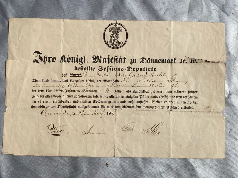 Militær indkaldelse seddel fra midt 1800 tallet - underskrevet i Aabenraa