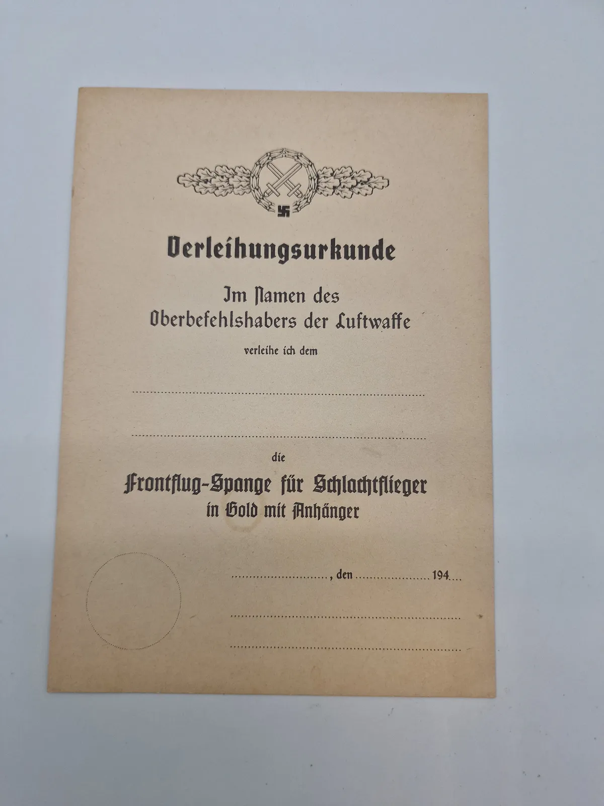 tysk urkunde - ubrugt - Postwar