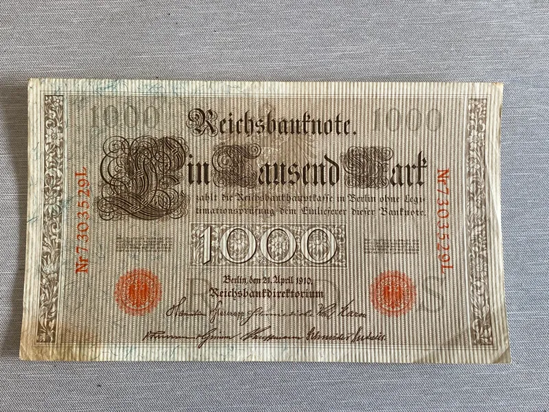 Original tysk pengeseddel fra 1920’erne