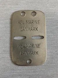 Original dansk
marine id disk - oprindeligt fra den danske brigade, men genbrugt i marinen