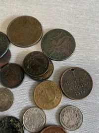 Lot originale danske skillingsmønter - flere af sølv