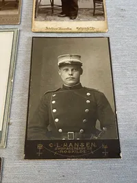 Samling originale danske militære visitkort fotos