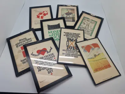 Samling originale kort som valgplaketer- genforeningen 1920