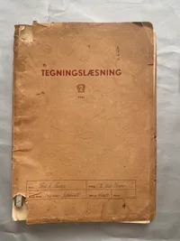 Originalt undervisningshæfte i tegningslæsning fra 1961