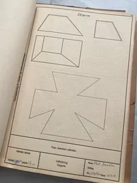Originalt undervisningshæfte i tegningslæsning fra 1961