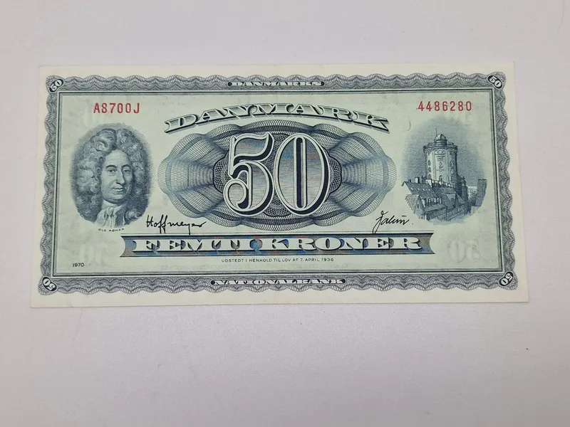 Original dansk 50 kr seddel