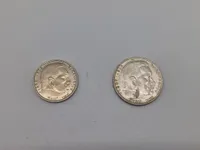 To stk originale 2 & 5 Reichmark af sølv