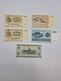 Lot originale danske pengesedler