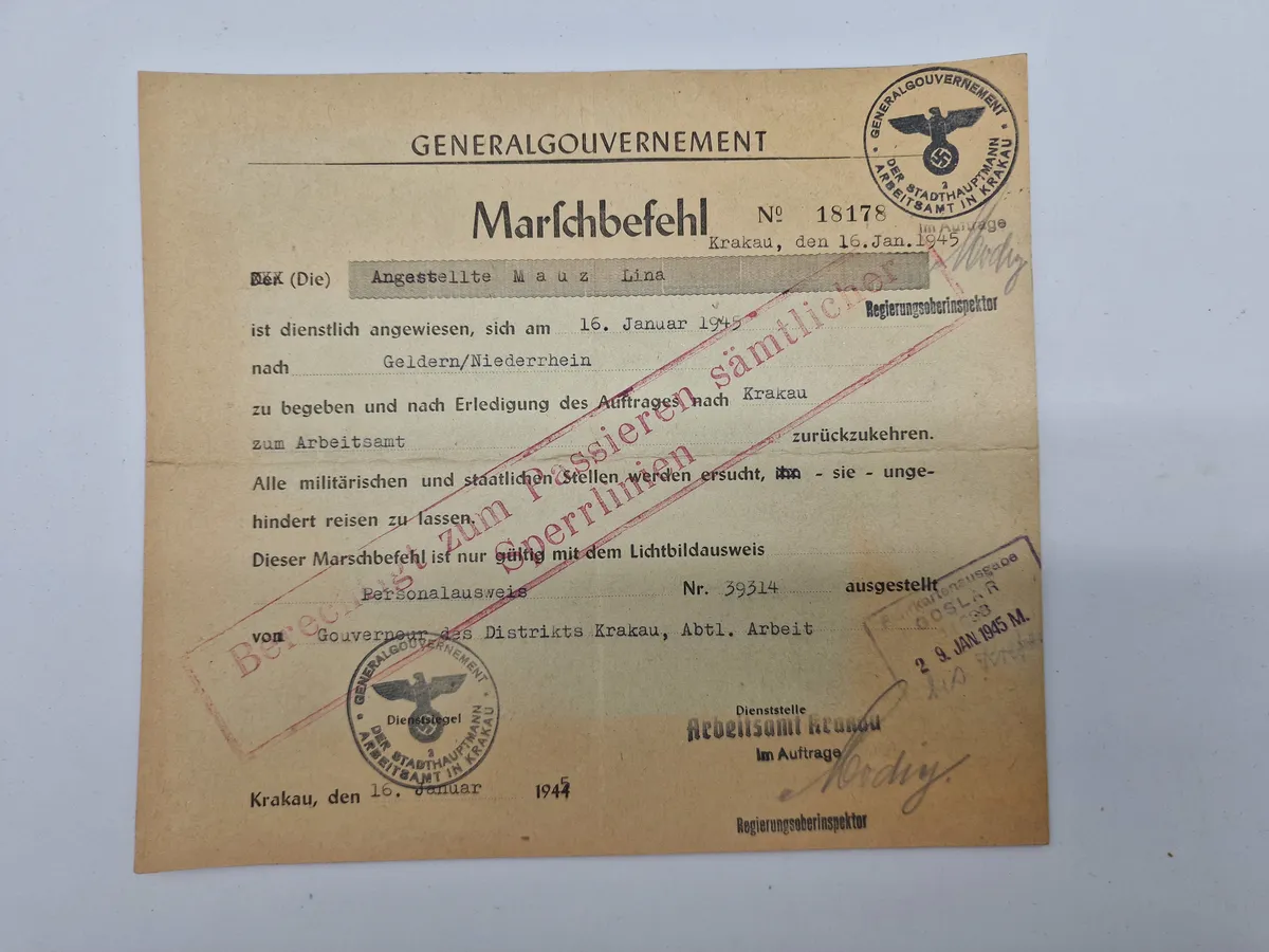 Originalt Tysk WW2 dokument