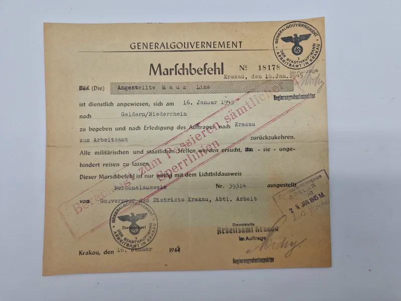Originalt Tysk WW2 dokument
