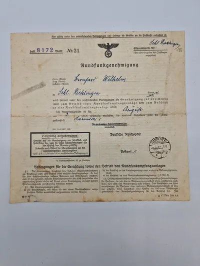 Originalt Tysk WW2 dokument