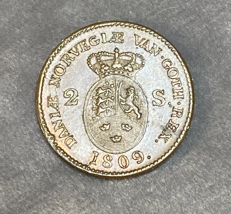Original 2 skilling - år 1809 - højt møntskær