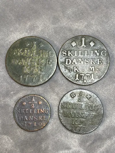 Lot originale skillingsmønter - 1700 tallet