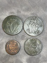 Lot originale skillingsmønter - 1700 tallet