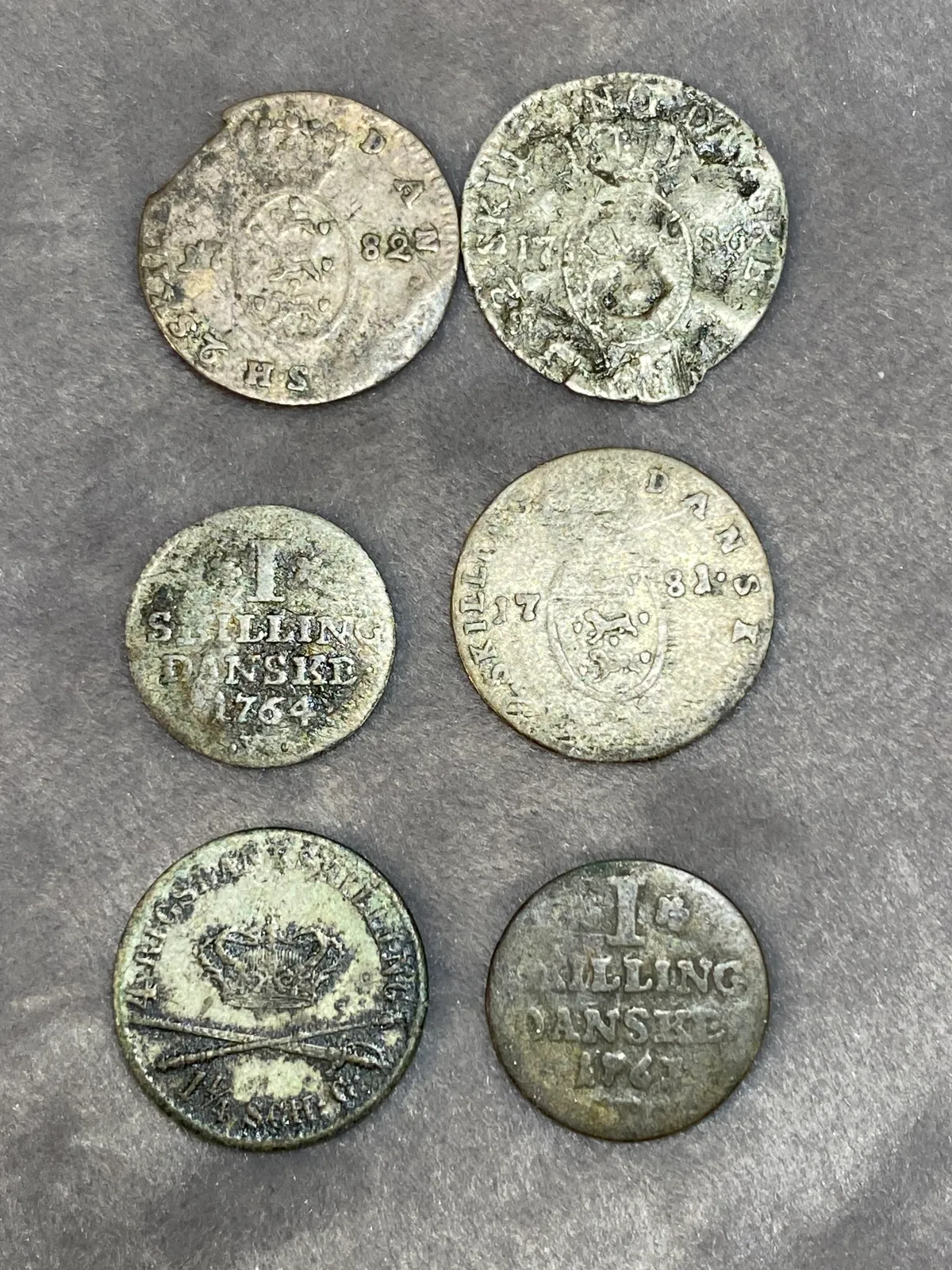 Lot originale sølv skillinger - 1700 tallet