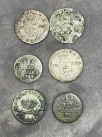 Lot originale sølv skillinger - 1700 tallet