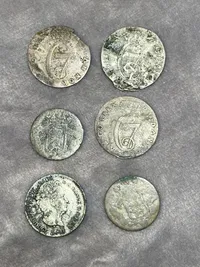 Lot originale sølv skillinger - 1700 tallet