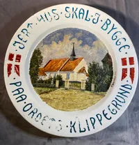 Original håndmalet platte fra genforeningen i 1920 (Kliplev)