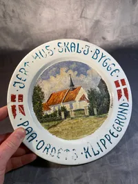 Original håndmalet platte fra genforeningen i 1920 (Kliplev)