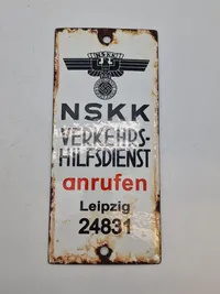 Tysk NSKK emaljeskilt - Postwar