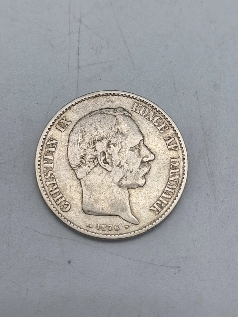 Original dansk sølv 2 krone 1876