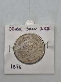 Original dansk sølv 2 krone 1876