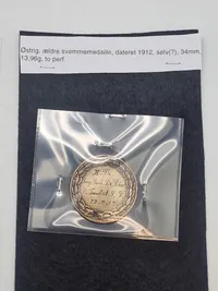 Østrisk svømmemedalje 1912 - materiale ukendt (sølv?)
