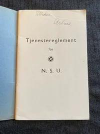 Sjældent originalt NSU (National Socialistisk Ungdom) Tjenestereglement