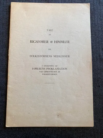 Sjælden original tale på dansk af rigsfører H.Himmler - ww2