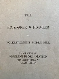 Sjælden original tale på dansk af rigsfører H.Himmler - ww2
